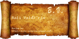 Bali Valéria névjegykártya